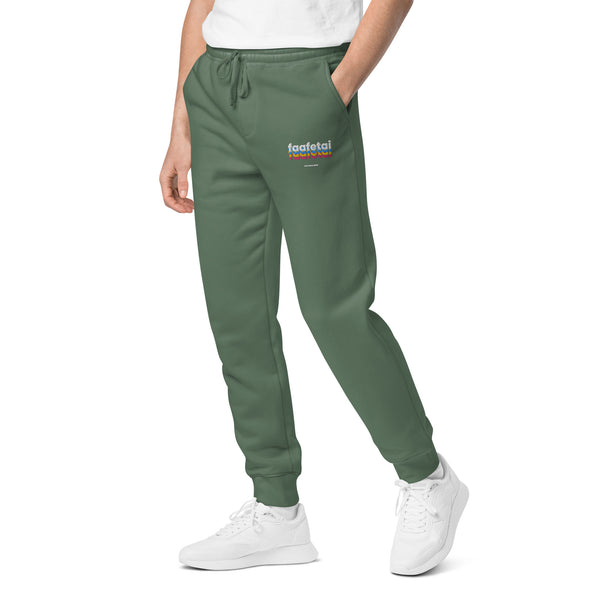 Faafetai mo mea uma Unisex pigment-dyed sweatpants - Measina Treasures of Samoa