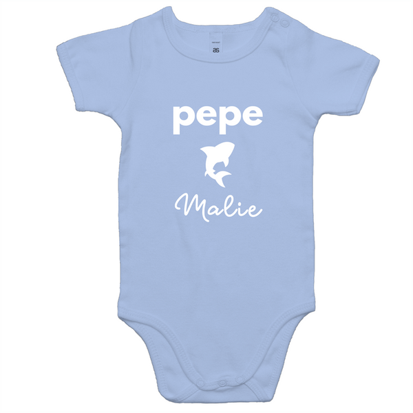 Pepe Malie (Baby Shark) Cotton Baby Onesie Romper - Measina Treasures of Samoa